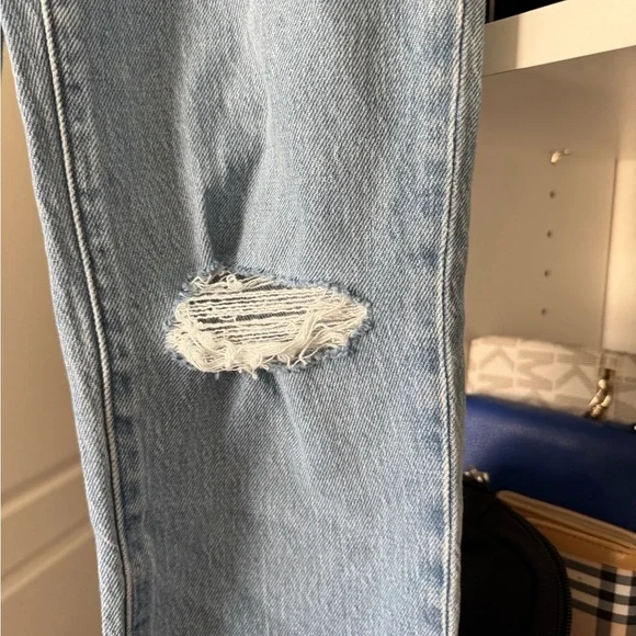 Madewell High Rise Light Wash Distressed Jeans - Picture 3 of 9